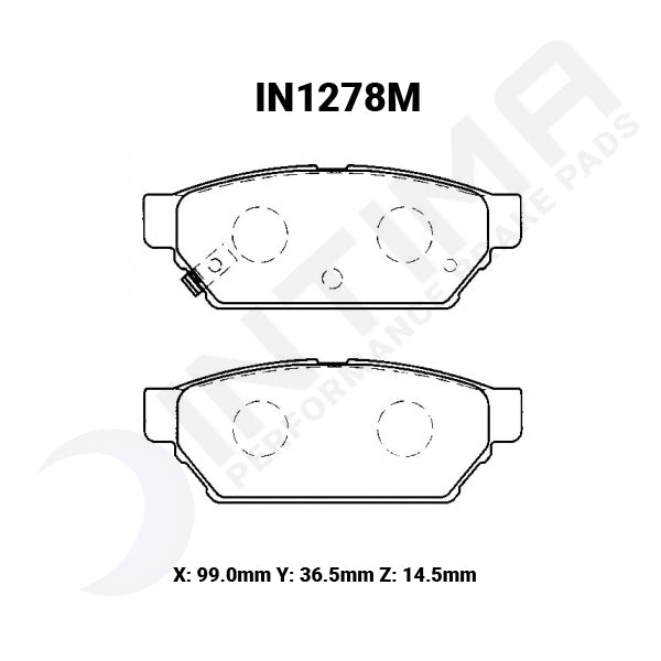Mitsubishi Lancer 1992-1995 Evolution 1,2,3 (Akebono caliper) IN1278 Intima SR Rear