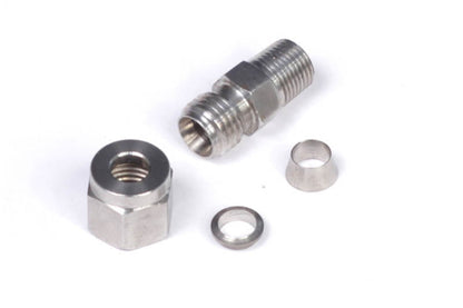 Haltech 1/4 inch Stainless Compression Fitting Kit, Thread 1/8 NPT, with nut and ferrule