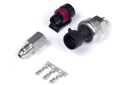 Haltech 150 PSI "TI" Fuel/Oil/Wastegate Pressure Sensor with Delphi plug and -4 AN adaptor, Thread 1/8 NPT