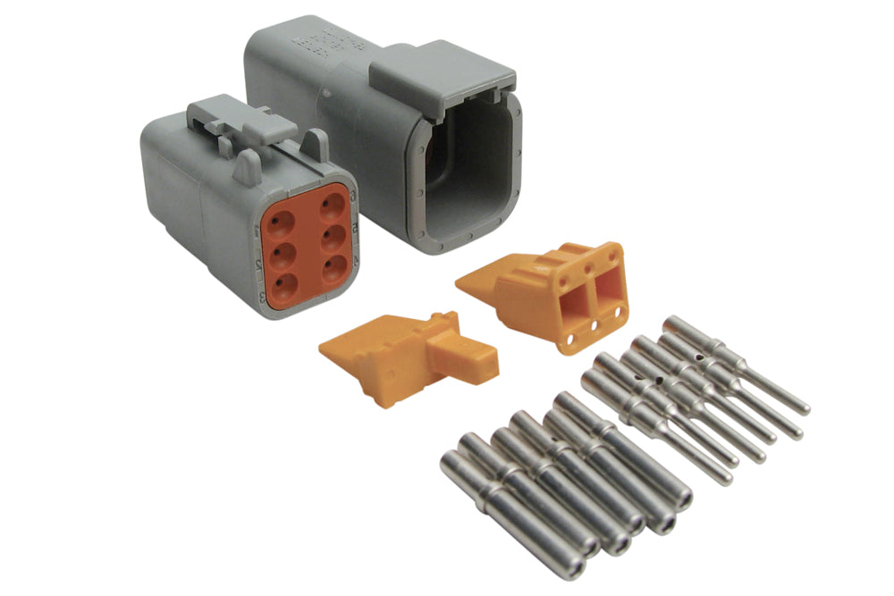 Plug and Pins Only - Matching Set of Deutsch DTM-6 Connectors (7.5 Amp)