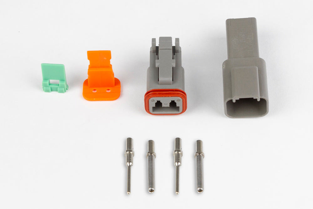 Plug and Pins Only - Matching Set of Deutsch DT-2 Connectors (DT06-2S + DT04-2P) - (13 Amp)