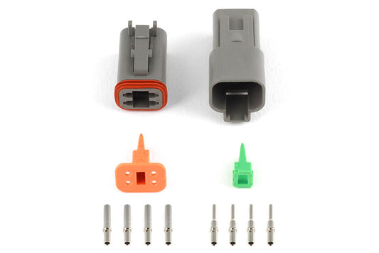 Plug and Pins Only - Matching Set of Deutsch DT-4 Connectors  (DT06-4S + DT04-4P) - (13 Amp)