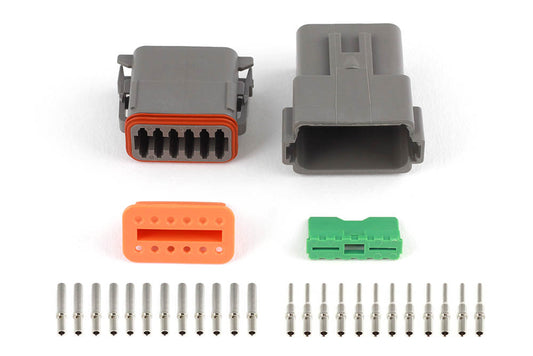 Plug and Pins Only - Matching Set of Deutsch DT-12 Connectors  (DT06-12S + DT04-12P) - (13 Amp)