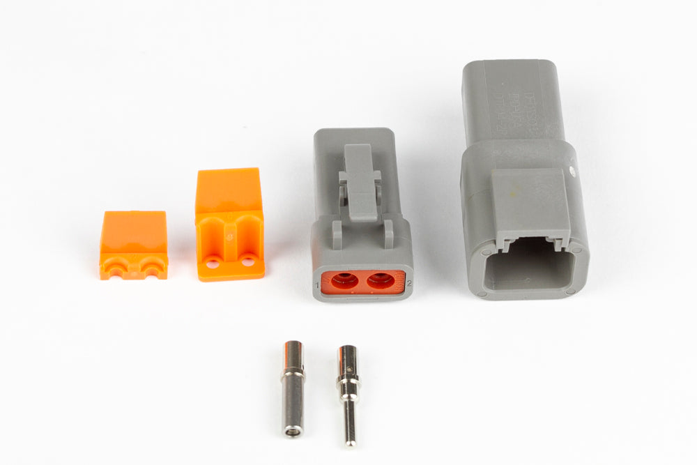 Plug and Pins Only - Matching Set of Deutsch DTP-2 Connectors (25 Amp)