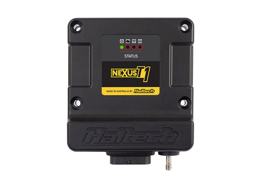 Haltech Nexus T1 ECU HT-210000 front view showing status LEDs and sealed case