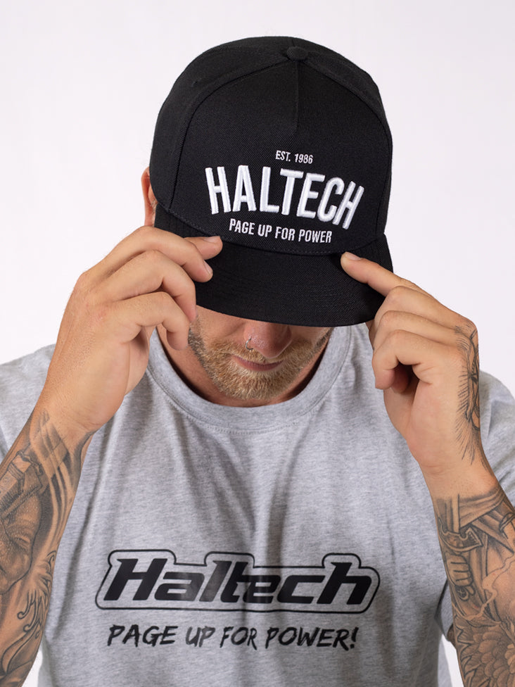 Haltech Snap Back Black with White Text