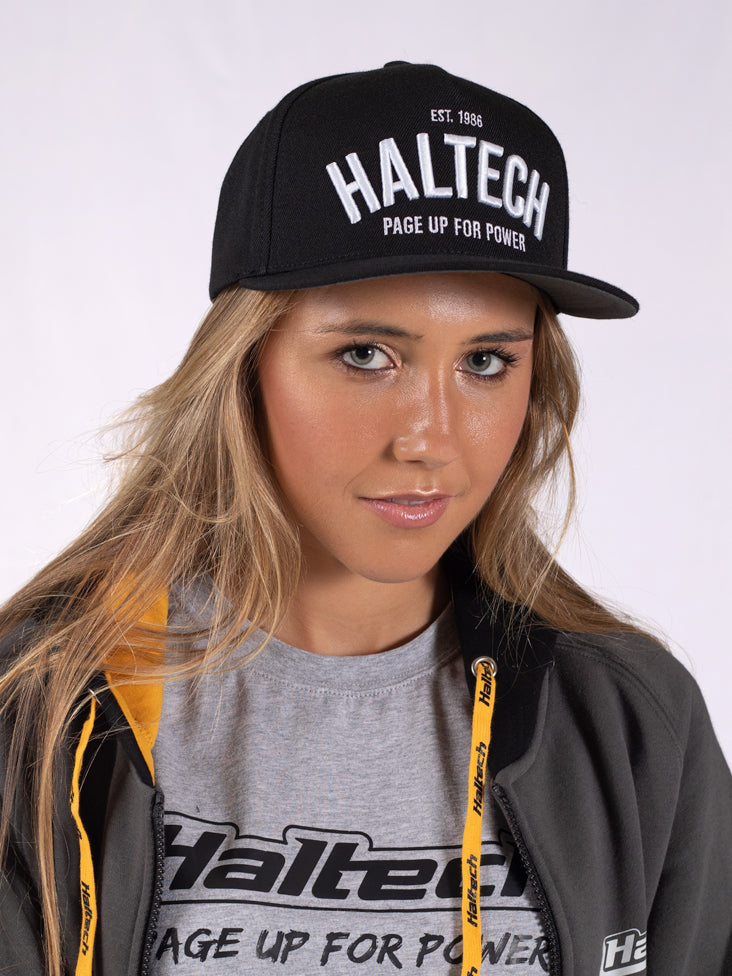 Haltech Snap Back Black with White Text