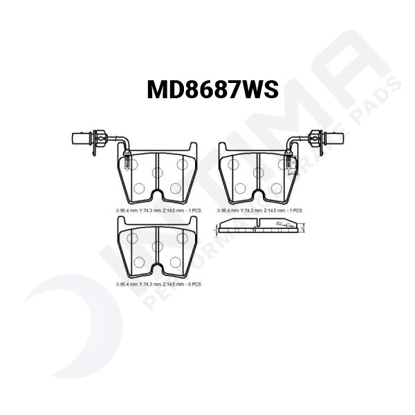 Audi RS3 2012+ 8 pot Brembo MD8687WS Intima RR Front