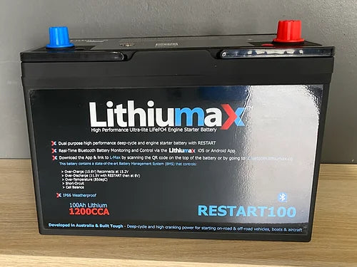 Lithiumax RESTART100 1200CCA & 100Ah Deep-Cycle Lithium Engine Starter Battery