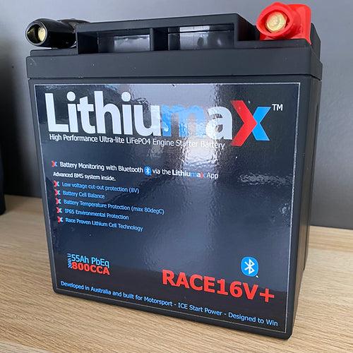 Lithiumax RACE16V+ LCD 800CA ULTRA-LITE Engine Starter Battery
