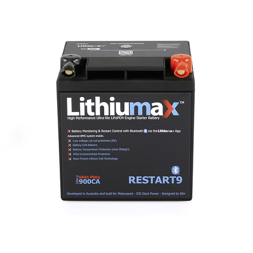 Lithiumax Gen6 RESTART9 Bluetooth Battery with 900CA Cranking Power