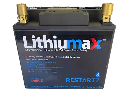 Lithiumax RESTART7 Lightweight Lithium Starter Battery – Front View