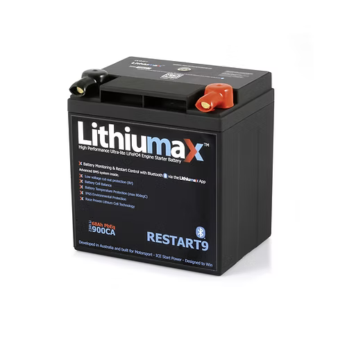 Lithiumax RESTART9 EV/HYBRID Ultra-Lite Vehicle Battery – Front View