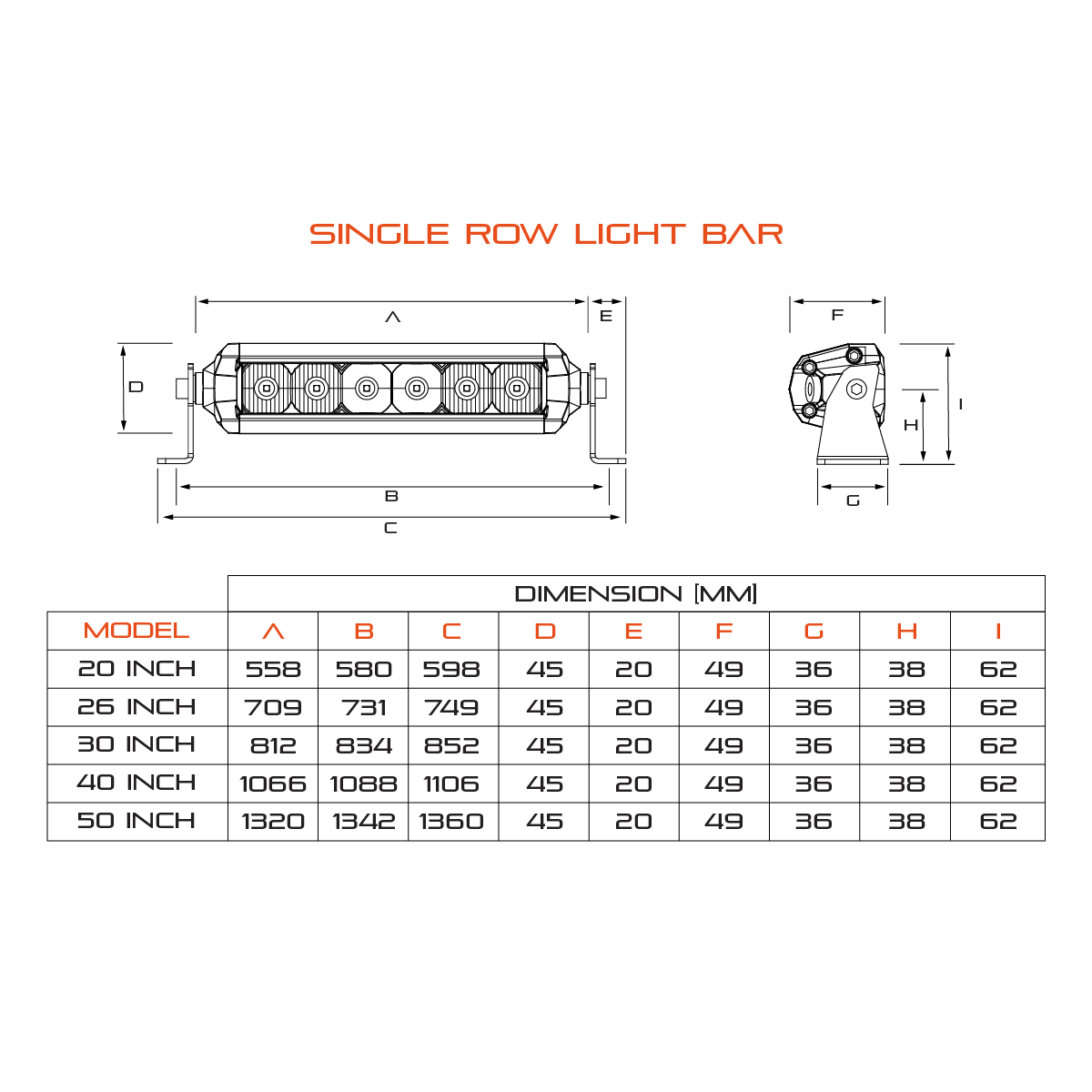 ultimate9 led light bar dimensions