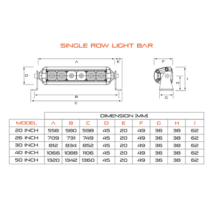 ultimate9 led light bar dimensions