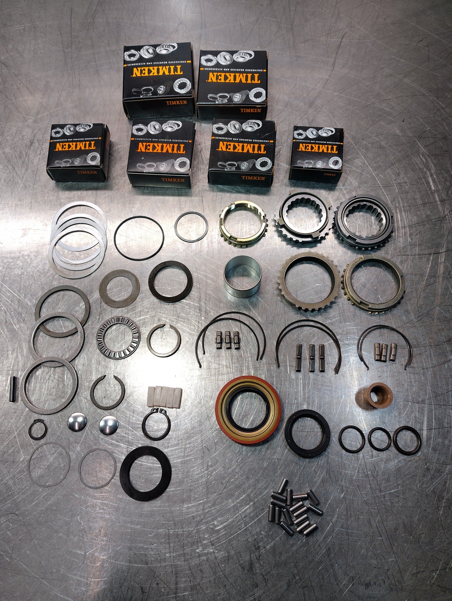 Complete T5 transmission rebuild kit components timken bearings and carbon synchros